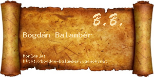 Bogdán Balambér névjegykártya